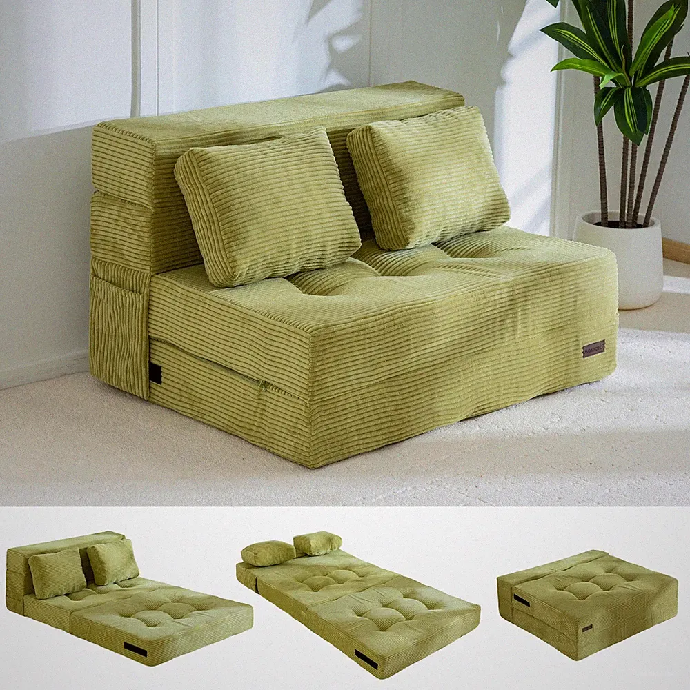 MAXYOYO Convertible Sofa Bed, Fold Out Loveseat Sleeper Sofa with Pillow, 4 i...