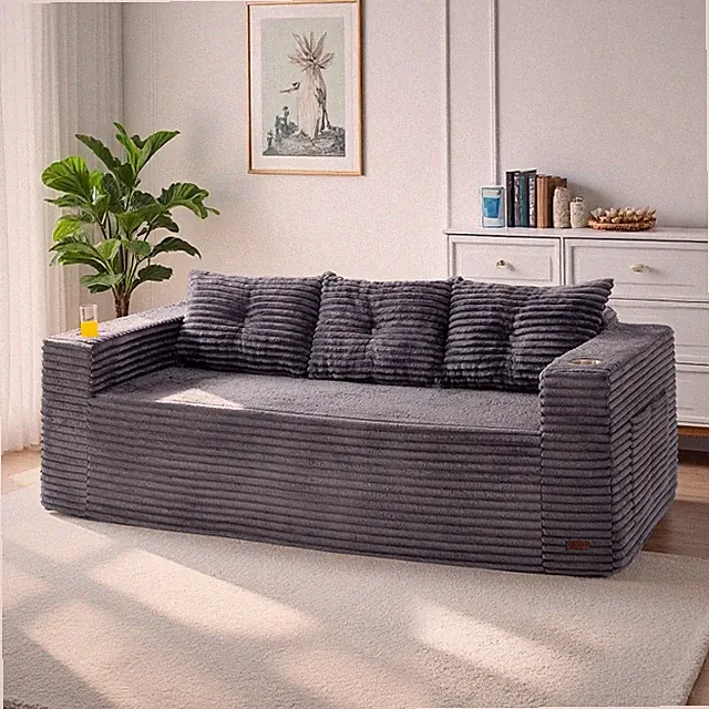 MAXYOYO Corduroy 2/3-Seater Sofa,Modular Cloud Couch,Boneless Sofa No Assembly
