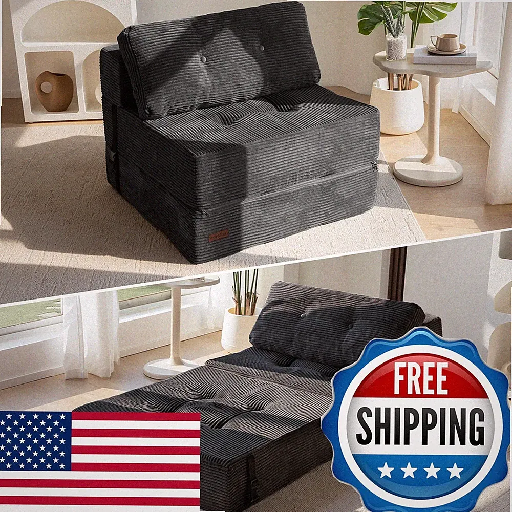 MAXYOYO Folding Sofa Bed 4 in 1 Convertible Floor Couch Black