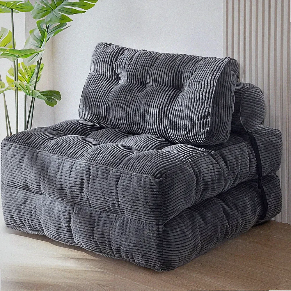 MAXYOYO Folding Sofa Bed, Convertible Chair Bed with Pillow Single, Dark Grey