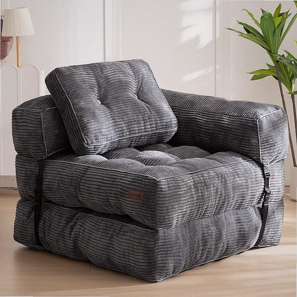 Maxyoyo L Shaped Folding Sofa Bed Convertible Sleeper Dark Grey