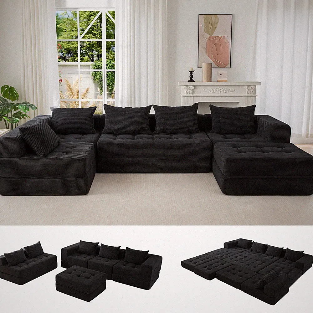 MAXYOYO Modular Sectional Sofa Couch,Convertible Floor Sofa Lounger with Pillows