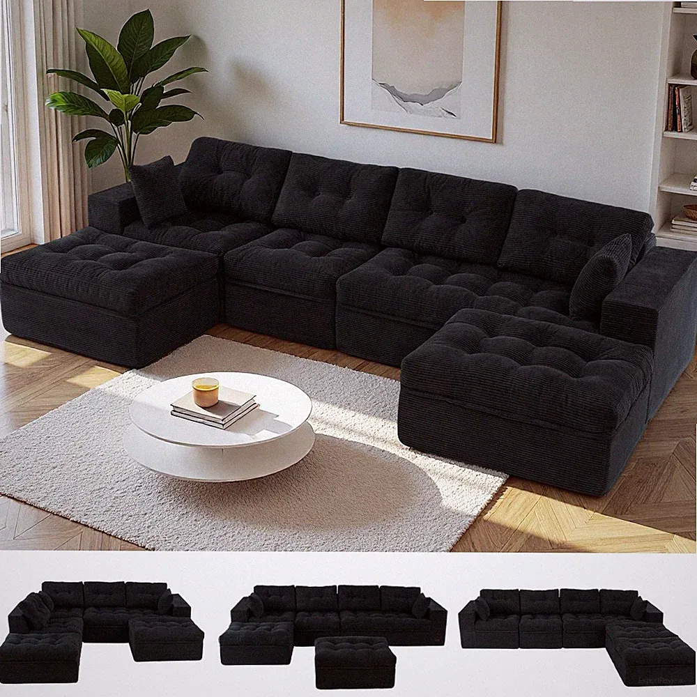 MAXYOYO Sectional Cloud Modular Couch ,L/U Shape Sofa with Convertible Ottoman