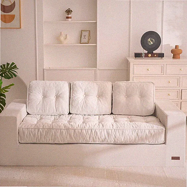 MAXYOYO Sofa 3 Seat Convertible Gray Button Tufted Cloud Padded Couch Rebound