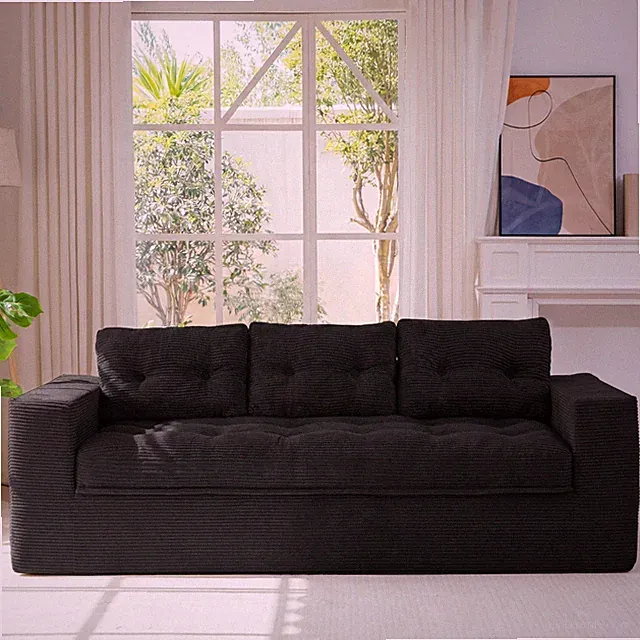 MAXYOYO Sofa Couch for Small Spaces,Corduroy Boneless Sofa,Comfy Floor Sofa