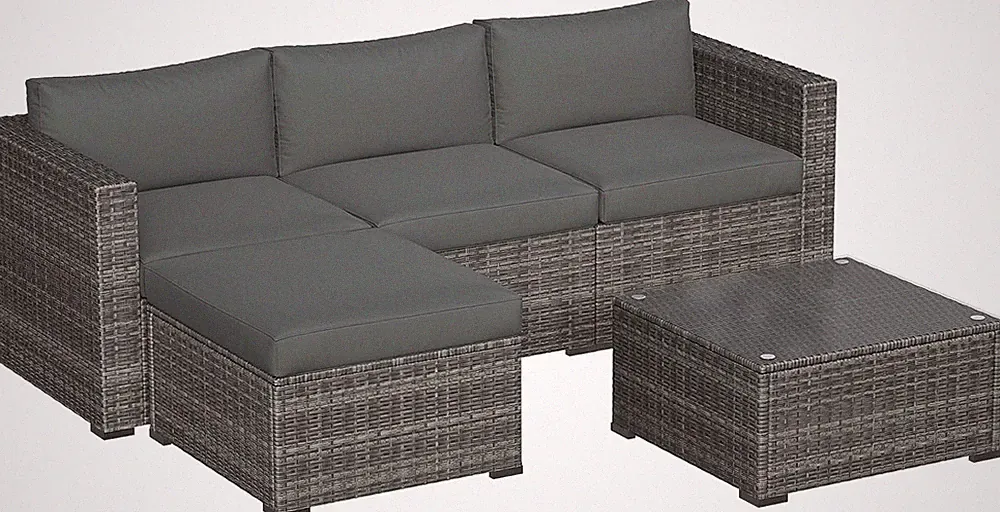 May in Color 5 Piece Outdoor Patio Sectional Furniture Set, Weather Resistant Ra
