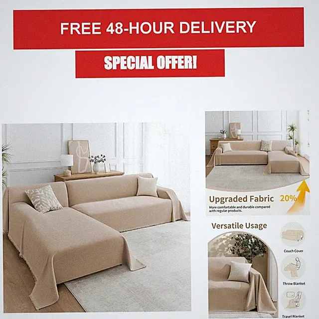 Maymiss 2-Piece Chenille Couch Covers L-Shape Sand Washable