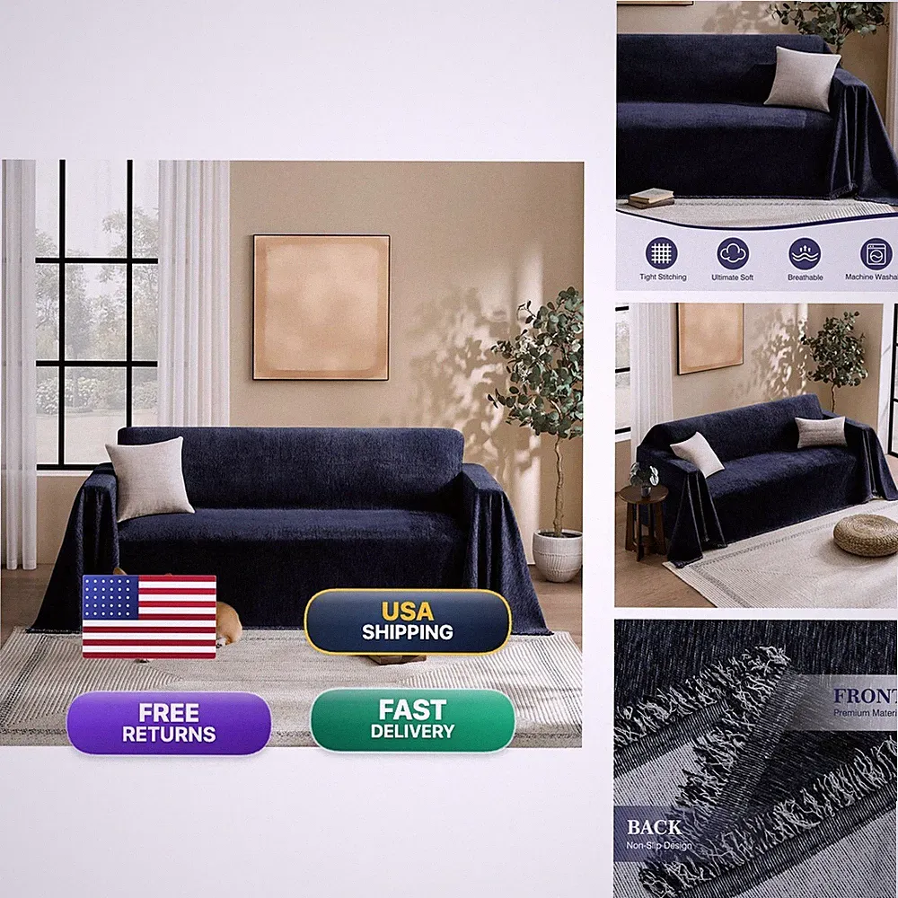 Maymiss Couch Cover Dogs Chenille Couch Cover Blanket Sectional Couch Covers
