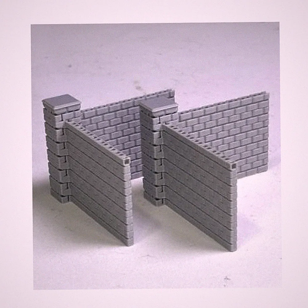 MBA Minis Scenery and Terrain Concrete Block Wall Corner Sections New