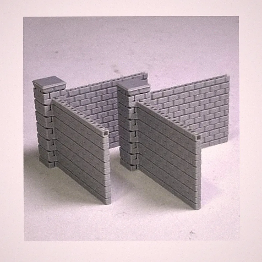 MBA Minis Scenery and Terrain Concrete Block Wall Corner Sections New