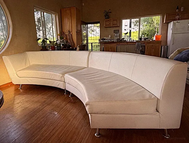MCM Curved 2-Piece Sectional Sofa 135” White Modern Menlo Park / Rick Lee Style