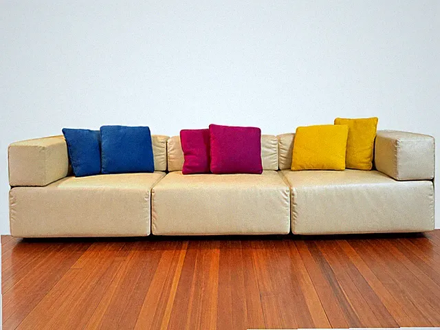 MCM Harvey Probber "Cubo" Style Three Piece Modular Sofa - Off-White Naugahyde