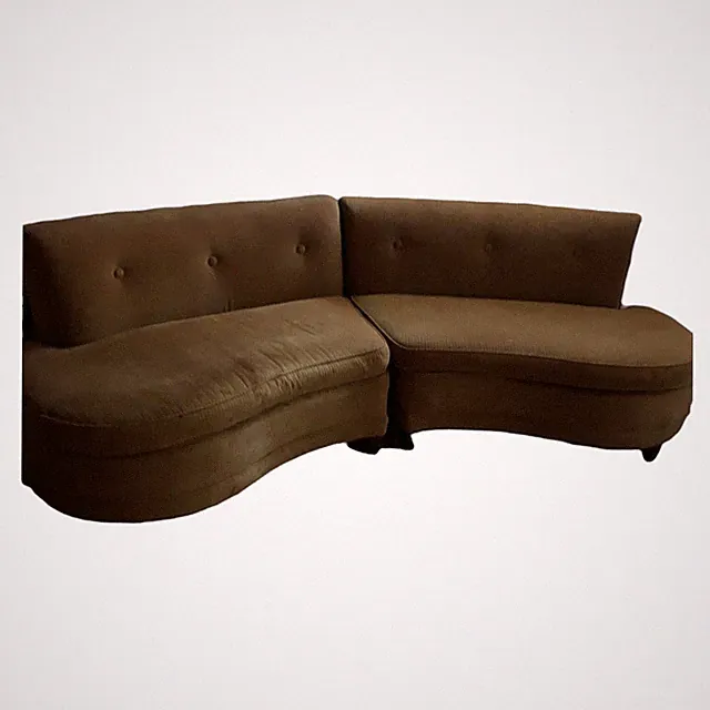 MCM -Mid Century Modern 2 pc sectional Sofa Couch Kidney Round