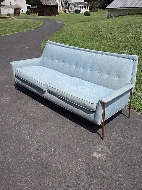 MCM Mid Century Modern RARE Blue upholstered Sofa VTG Madmen Style Pickup PA