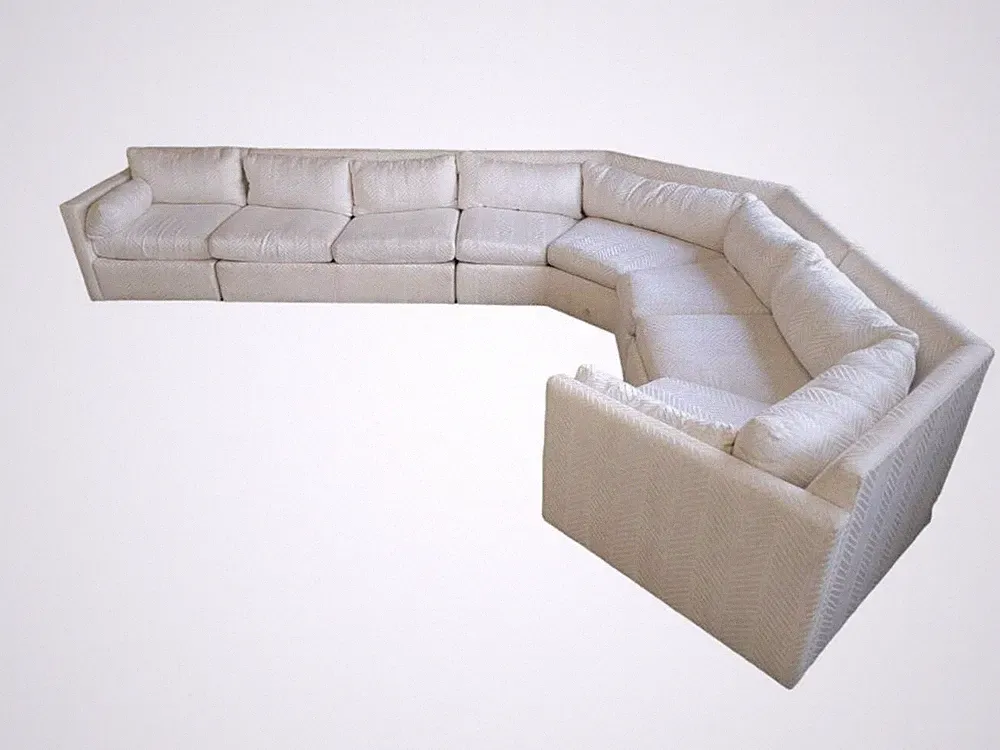 MCM Milo Baughman Style Hexagonal Curved Sectional Sofa by Drexel