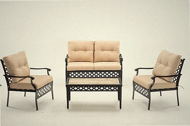MCombo 4PCS Patio Furniture Sets with Coffee Table Love Seating for Outdoor