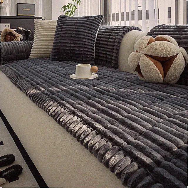 MDSASFD Sofa Couch Cover L Shaped Dark Grey 27.6x82.7