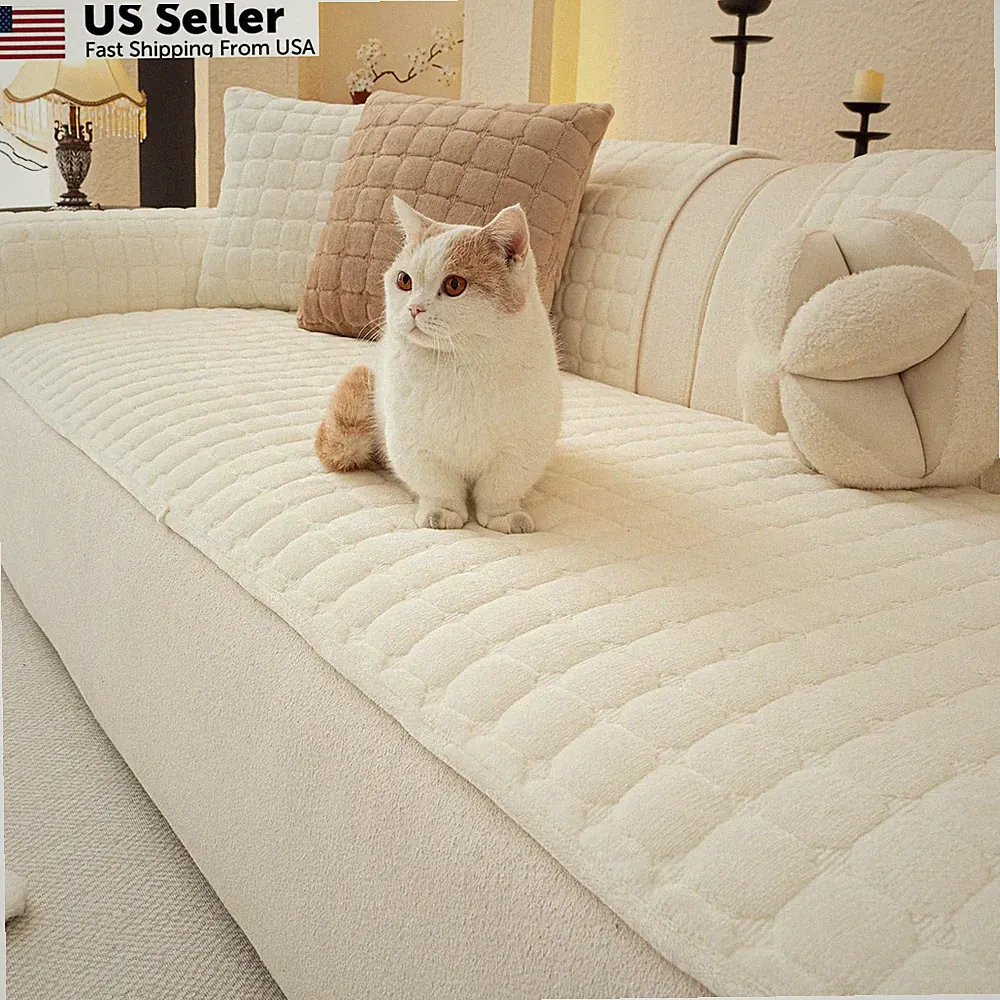MDSASFD Velvet Sectional 1PC/27.6"x71"/2-3 Seat & Long "L" Part, Beige White