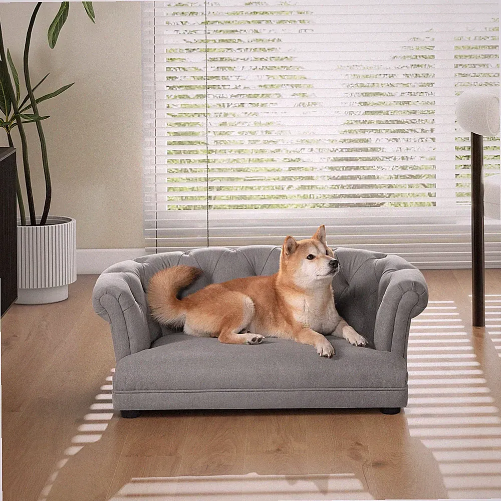 Medium Dog Sofa Bed, Chesterfield Tufted, Stain Resistant