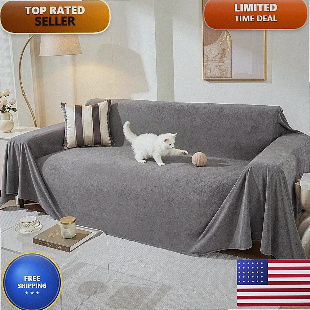 Meetsky Couch Covers 3 Cushion Couch Sofa Washable Cat Scratch Proof Sectional