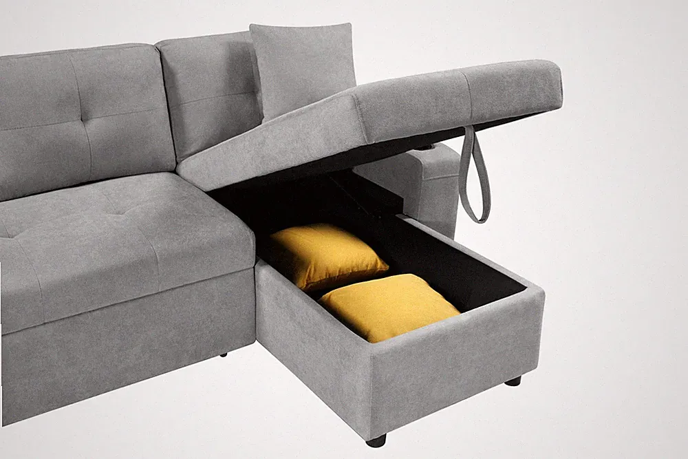 MEGA convertible corner sofa with armrest storage, living room and apartment sec