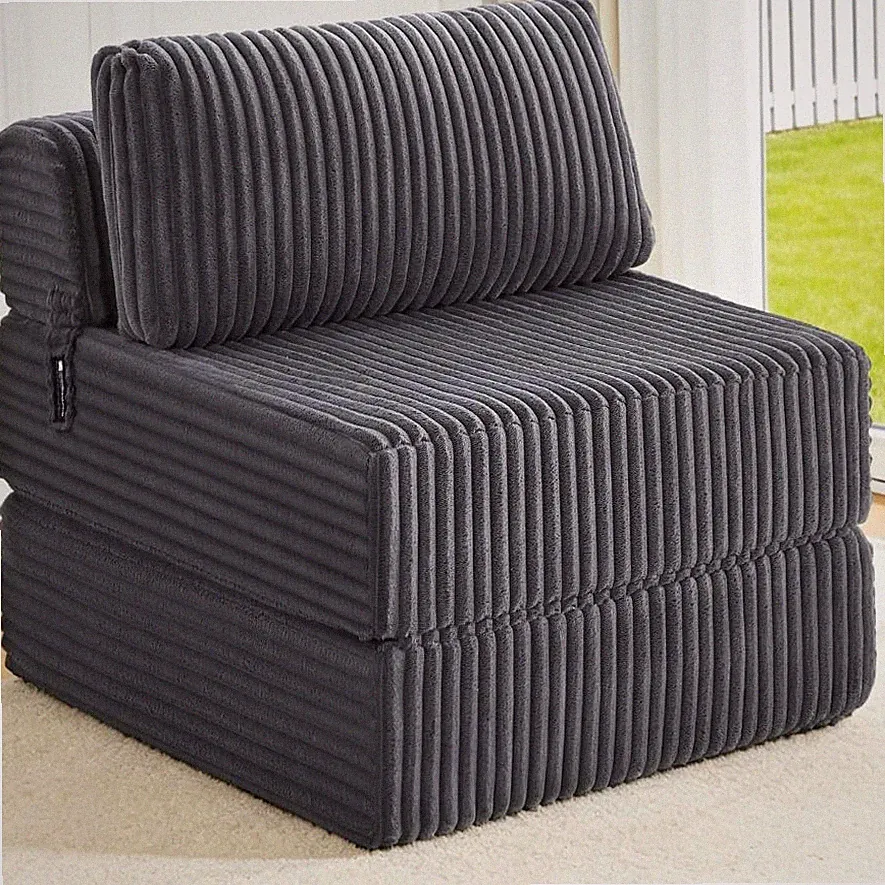 MEGAYES 4-in-1 Folding Sofa Bed Convertible Boneless Sleeper 1-Single, Grey