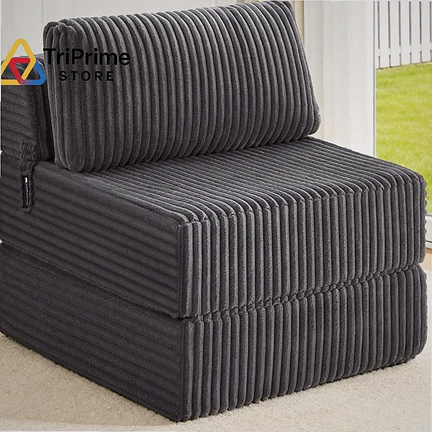 MEGAYES 4-in-1 Folding Sofa Bed Convertible Boneless Sleeper 1-Single, Grey