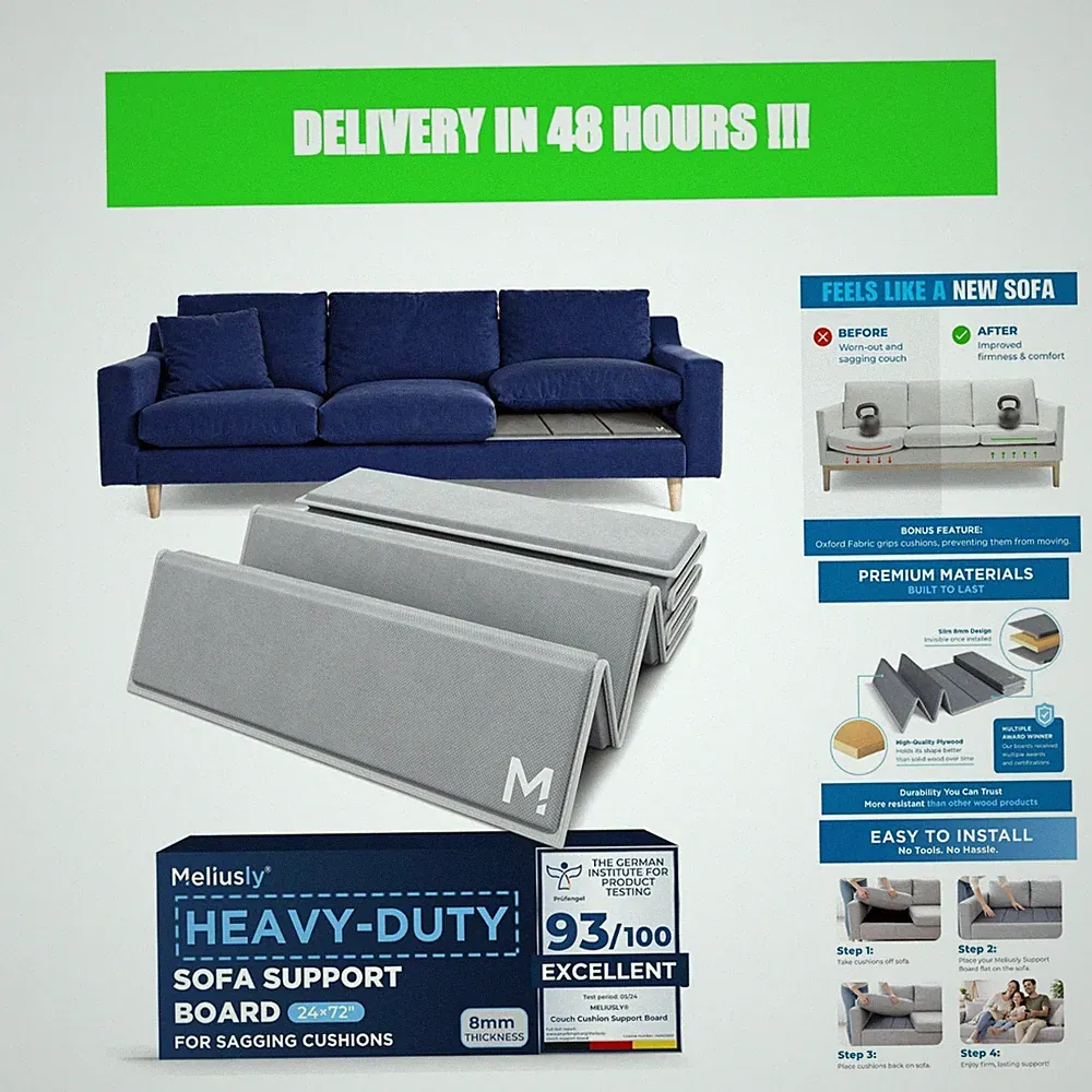 Meliusly Couch Cushion Support Board 24x72 for Sagging Sofa Seats