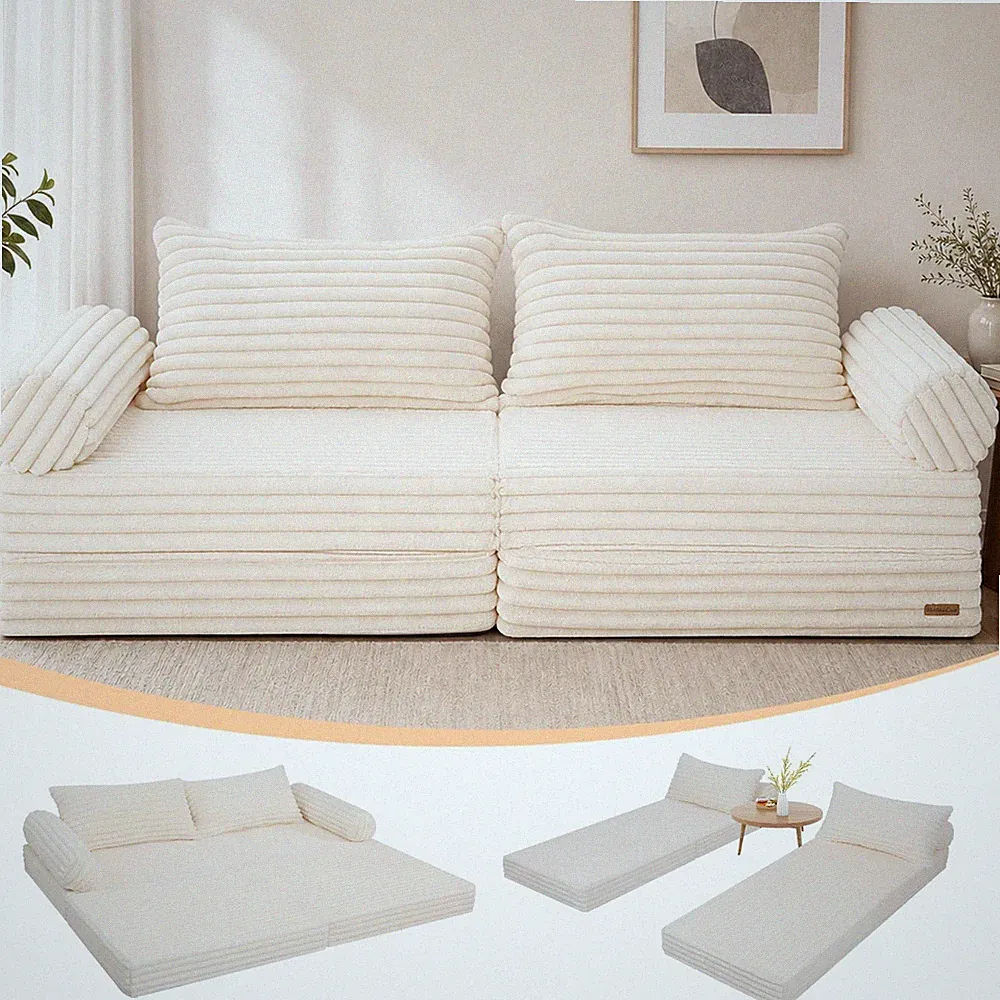 MeMoreCool Convertible Sofa Bed, Split Floor Boneless Couch, Black