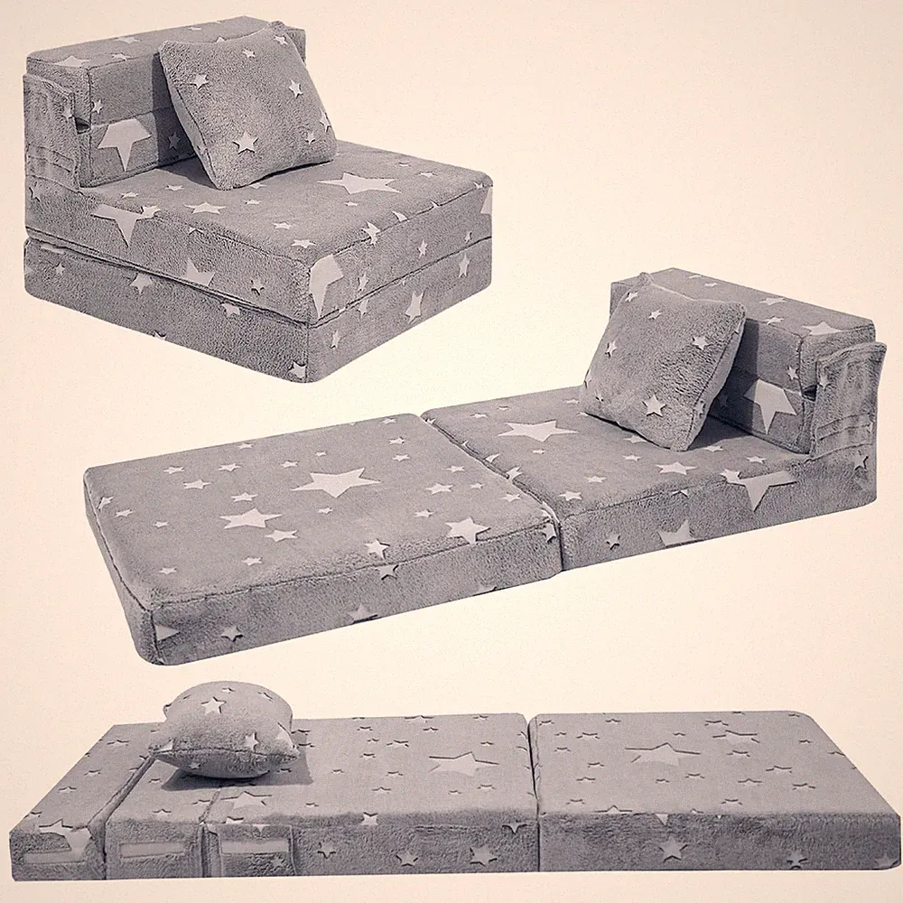 MeMoreCool Kids Floor Mattress, 6in Glow Star Trifold Sofa Bed Pillow