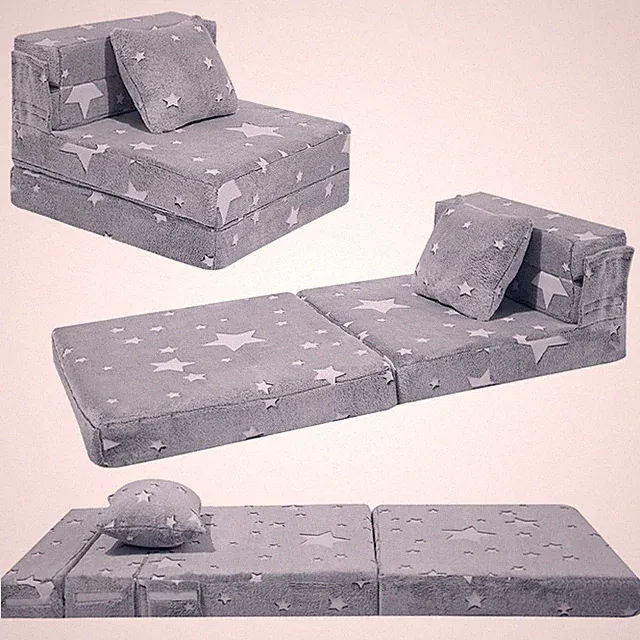 Memorecool Kids Tri-Fold Sofa Bed Glow Star Floor Mattress Foldable Futon Chair