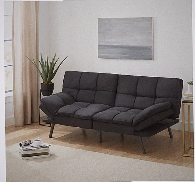 Memory Foam Futon (Black Faux Suede) | Multi Adjustable