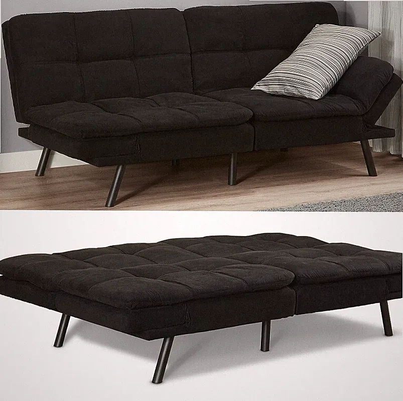 Memory Foam Futon Sleeper Sofa Bed Couch Convertible Foldable Black 72 inch