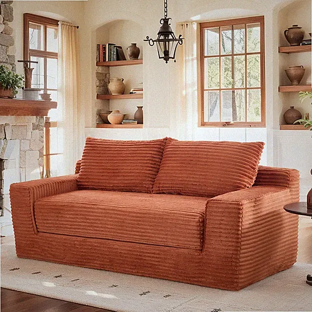 Memory Foam Loveseat Compression Sofa For Living Room - No Assembly, Convertib
