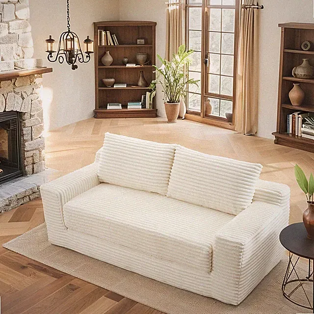 Memory Foam Loveseat Compression Sofa For Living Room-No Assembly,Convertible 2