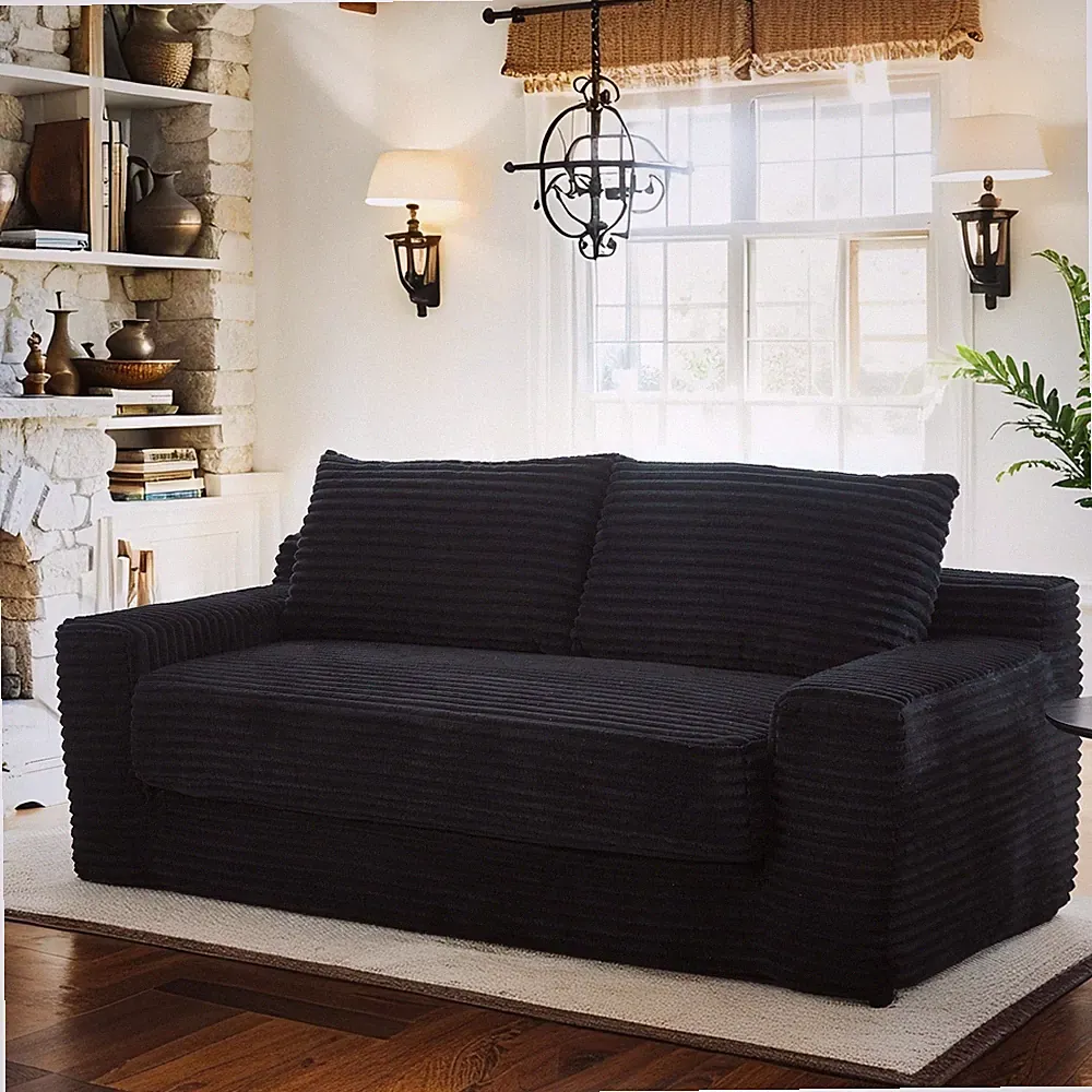 Memory Foam Loveseat Compression Sofa For Living Room-No Assembly,Convertible