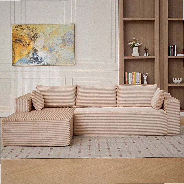 Memory Foam Modular L-Shape Sofa – Modern Teddy Fabric Lounge Couch