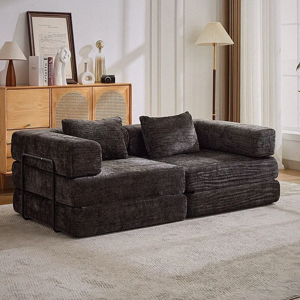 Memory Foam Modular Sofa Bed – Modern Lounge Couch with Iron Moveable Frame
