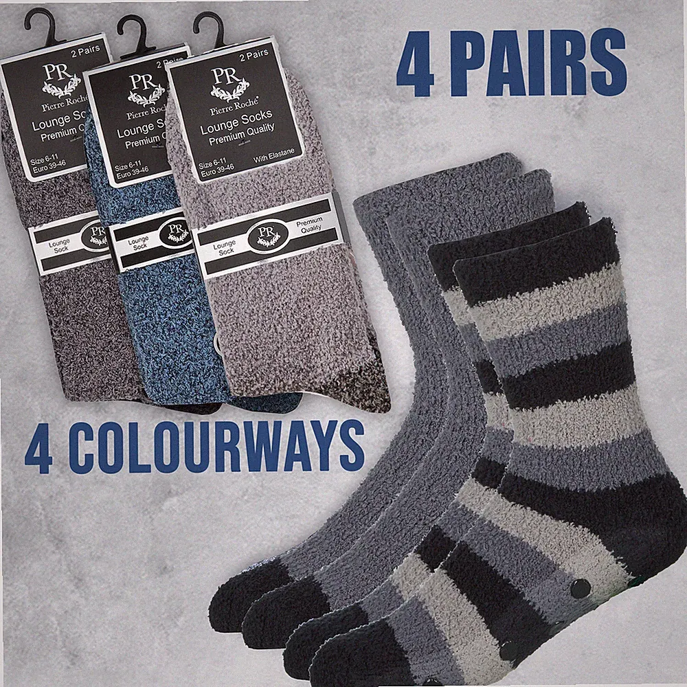 Mens Bed Socks Thick Multipack Non Skid Winter Warm Soft Fluffy Lounge Size 6-11
