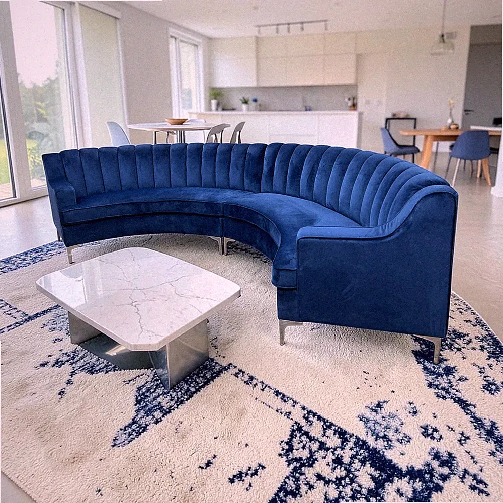 Mercer41 Steubenville Velvet Curved Sectional Symmetrical