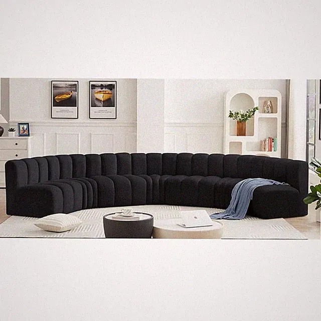 Meridian Furniture Arc Black Velvet Modular Sectional