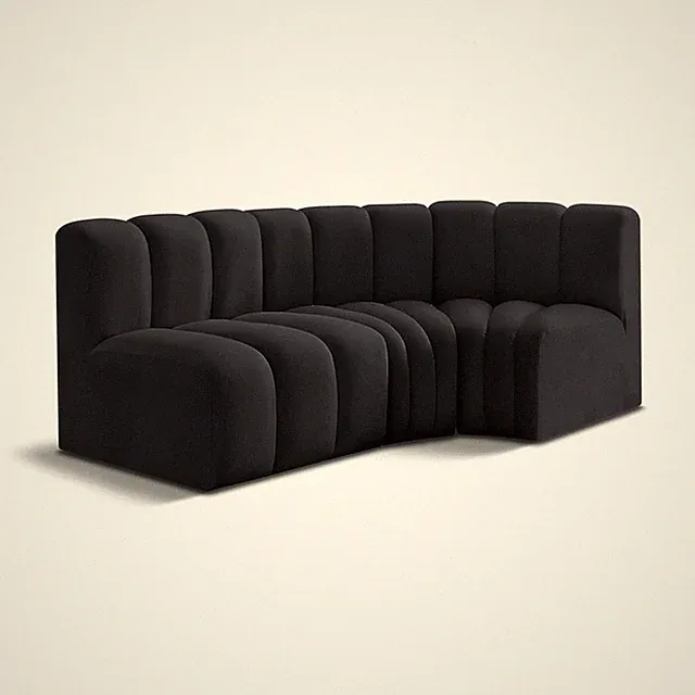 Meridian Furniture Arc Black Velvet Modular Sectional