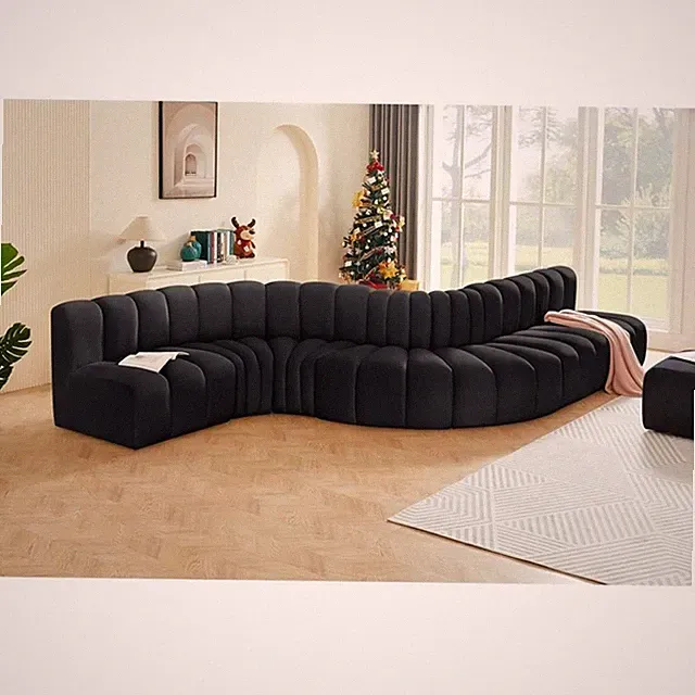 Meridian Furniture Arc Black Velvet Modular Sectional