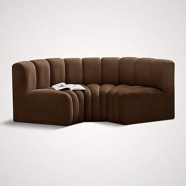 Meridian Furniture Arc Brown Velvet Modular Sectional