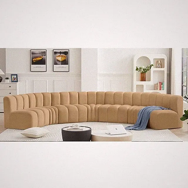 Meridian Furniture Arc Camel Velvet Modular Sectional