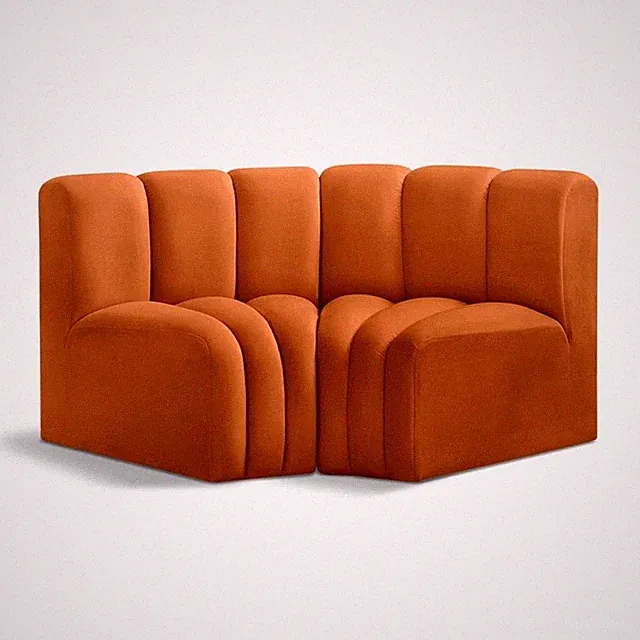 Meridian Furniture Arc Cognac Velvet Modular Sectional