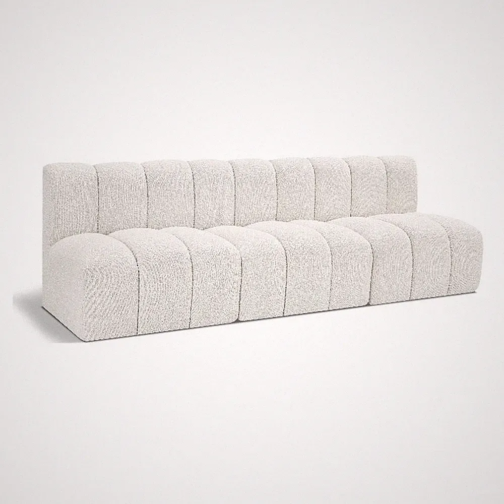 Meridian Furniture Arc Cream Boucle Fabric Modular Sectional