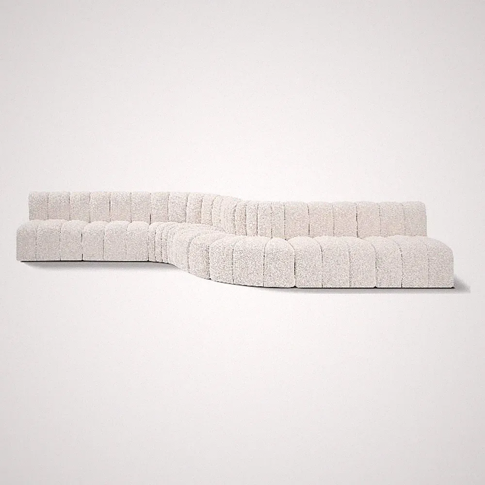 Meridian Furniture Arc Cream Boucle Fabric Modular Sectional