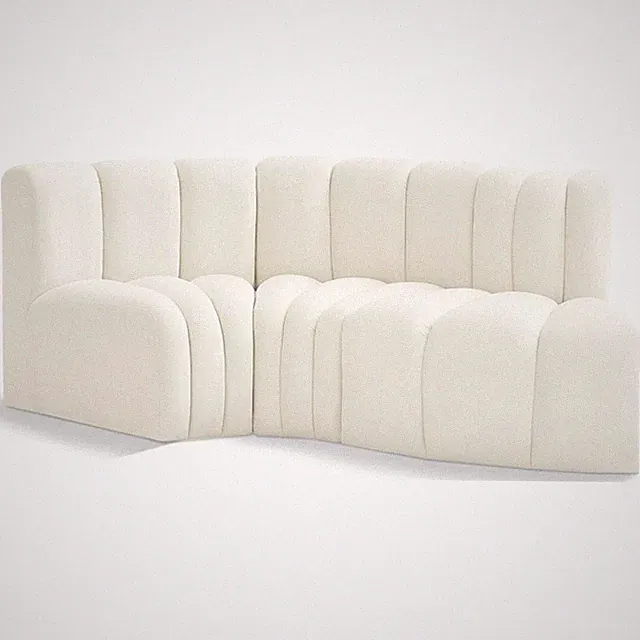 Meridian Furniture Arc Cream Velvet Modular Sectional