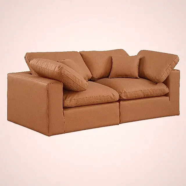 Meridian Furniture Comfy Cognac Vegan Leather 2-Pc. Modular Sofa